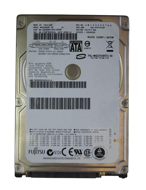 MHZ2500BT - Toshiba MHZ2500BT 500 GB 2.5 Internal Hard Drive - SATA/300 - 4200 rpm - 8 MB Buffer - Hot Swappable