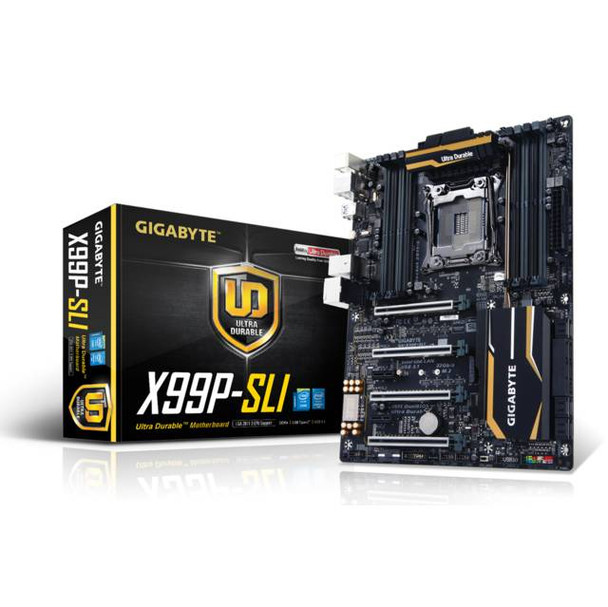 GIGABYTE GA-X99P-SLI LGA2011-v3/ Intel X99/ DDR4/ 4-Way CrossFireX & SLI/ SATA3&USB3.1/ M.2&SATA Express/ A&GbE/ ATX Motherboard