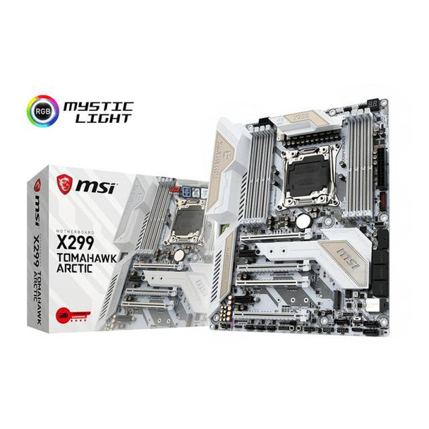 MSI X299 TOMAHAWK ARCTIC LGA2066/ Intel X299/ DDR4/ 3-Way CrossFireX & 3-Way SLI/ SATA3&USB3.1/ M.2&U.2/ A&GbE/ ATX Motherboard