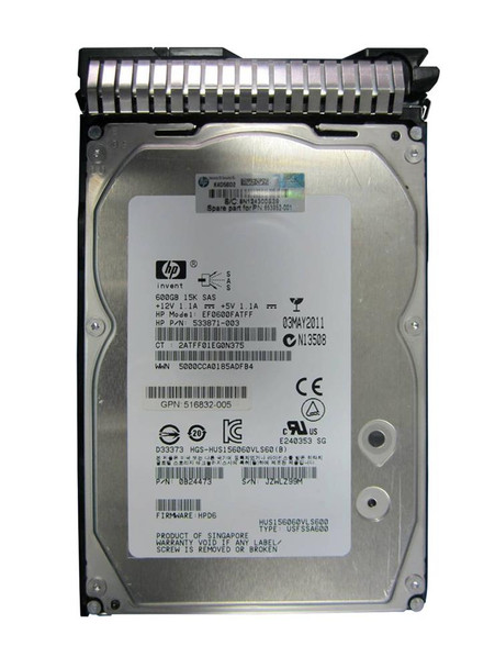 653952-001 - HP 600GB 15000RPM SAS 6GB/s Hot-Pluggable Dual Port 3.5-inch Hard Drive