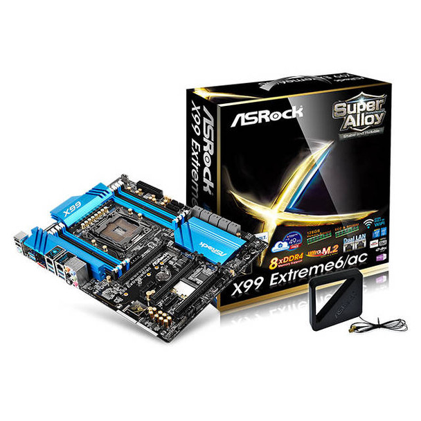 ASRock X99 EXTREME6/AC LGA2011-v3/ Intel X99/ DDR4/ Quad CrossFireX & Quad SLI/ SATA3&USB3.0/ WiFi/ M.2/ A&2GbE/ ATX Motherboard