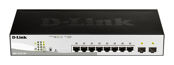 DGS-1210-10P/E , D-Link DGS-1210-10P Managed L2 Gigabit Ethernet (10/100/1000) Power over Ethernet (PoE) 1U Black