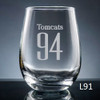 Numero Stemless Wine Glass - 10 fonts