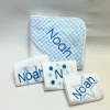Blue Hooded Towel and Burp Cloth Set