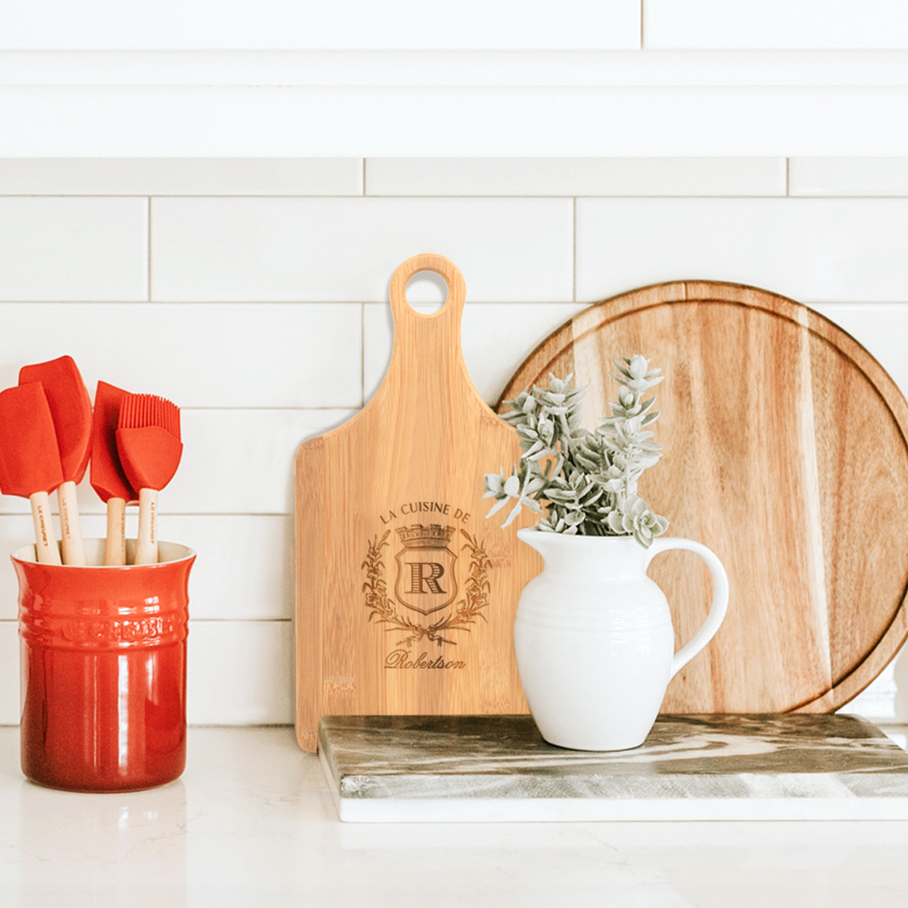 Large Wooden Serving Paddle Board  Beautiful Bamboo Charcuterie Board