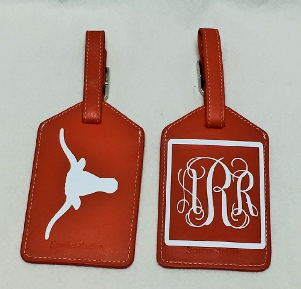 Custom Logo Debossed on LEATHER LUGGAGE TAG - Large Event Group Gift 25+  -Free Ship-Group
