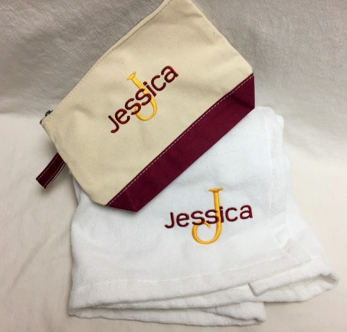 Towel Wrap and Canvas Cosmetic Bag Set