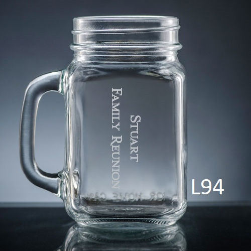 Colima Mason Jar Glass - 10 fonts