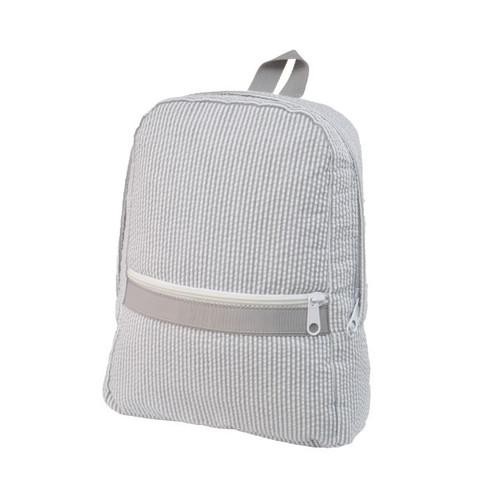 Gray Seersucker Small Backpack