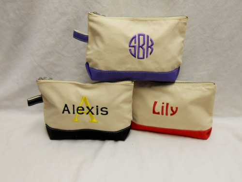 Color Block Canvas Cosmetic Bag