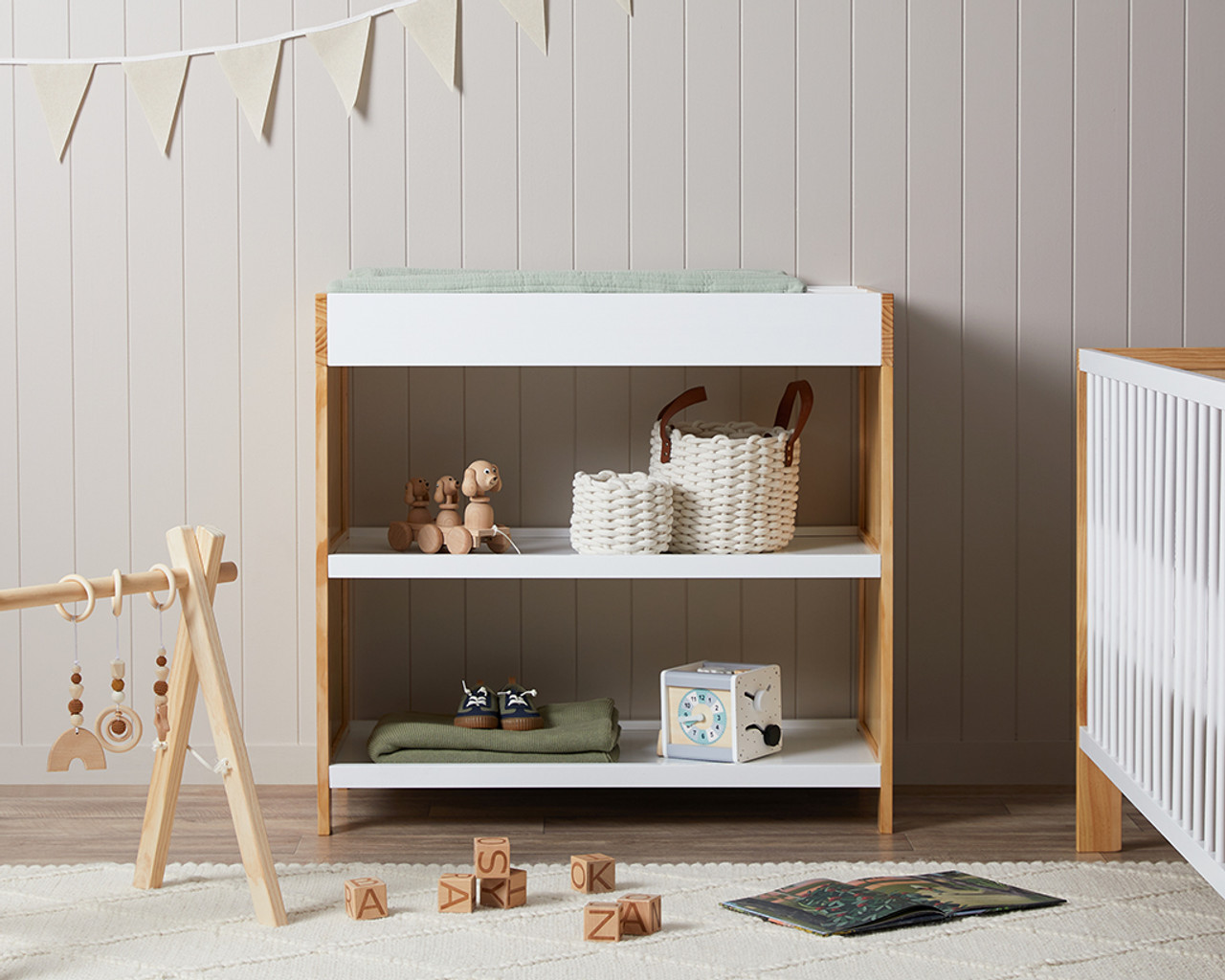 Baby changing table «Brise» | White & natural wood