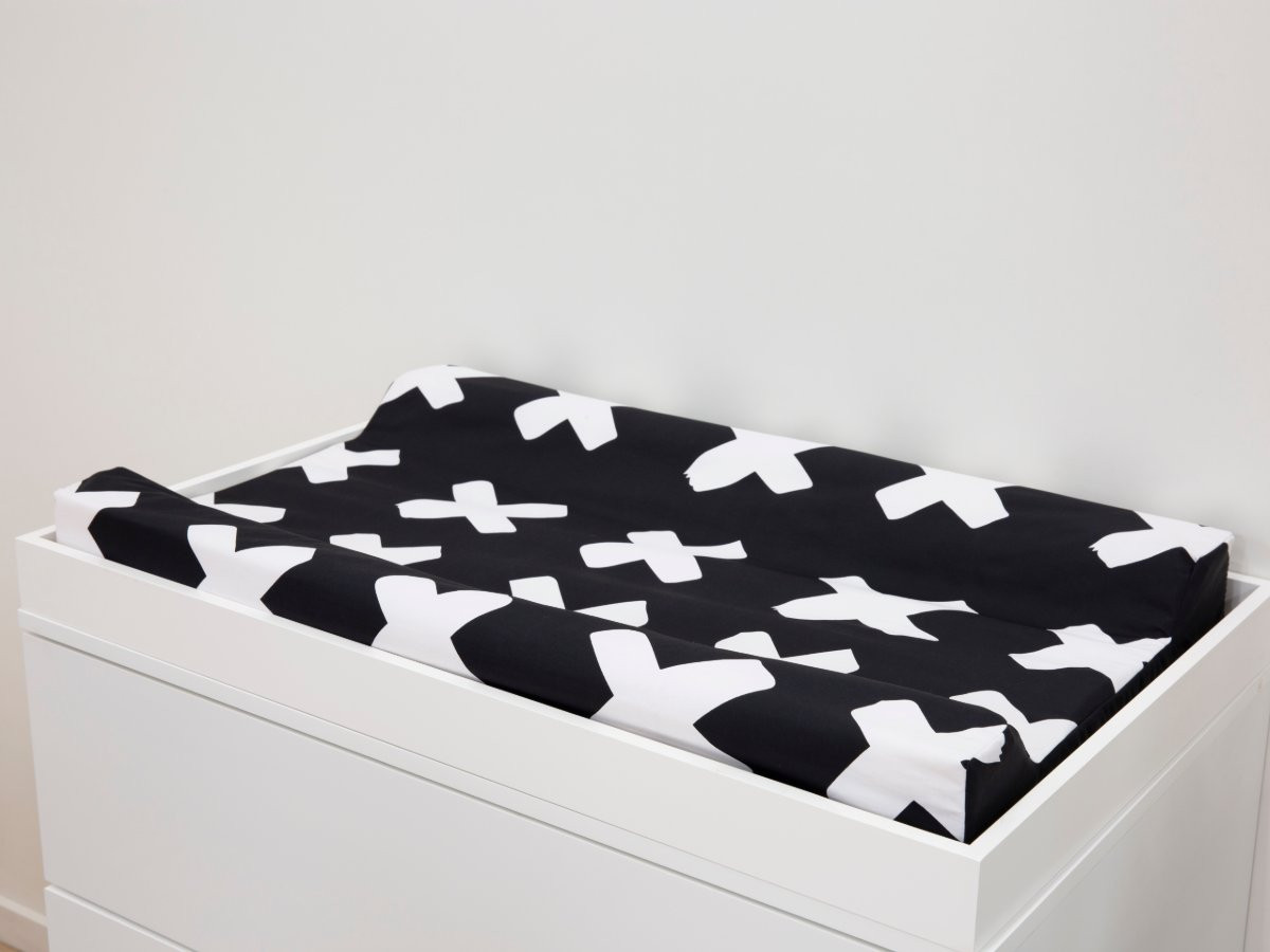 Mocka Change Mat Cover Monochrome Cross Nursery