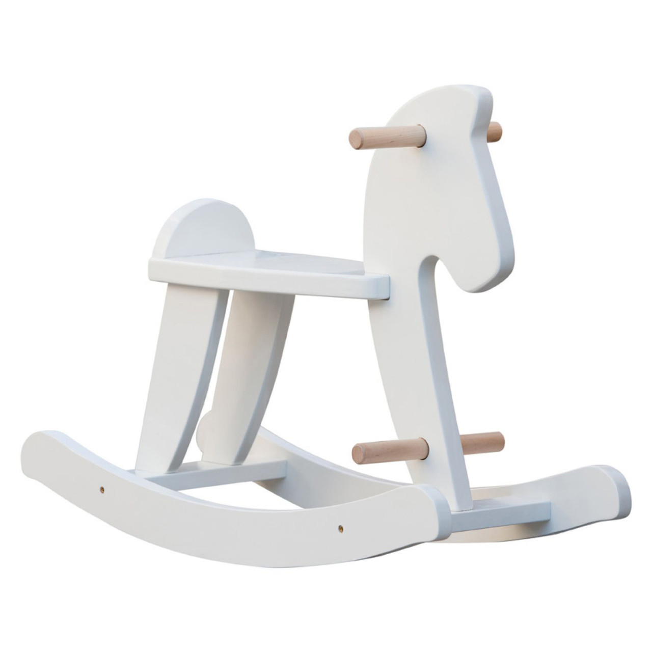 white wooden rocking horse