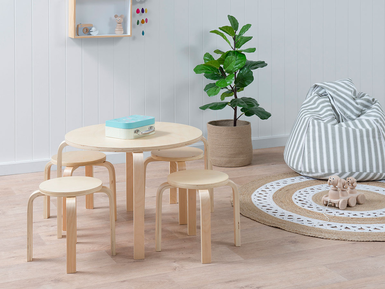 hudson kids table and stools  natural stools