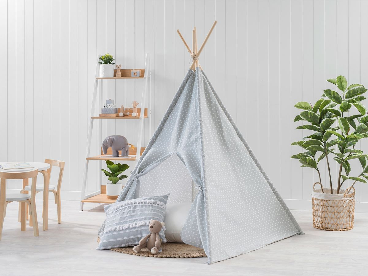 Mocka Spots Teepee Light Grey Kids Tents & Teepees