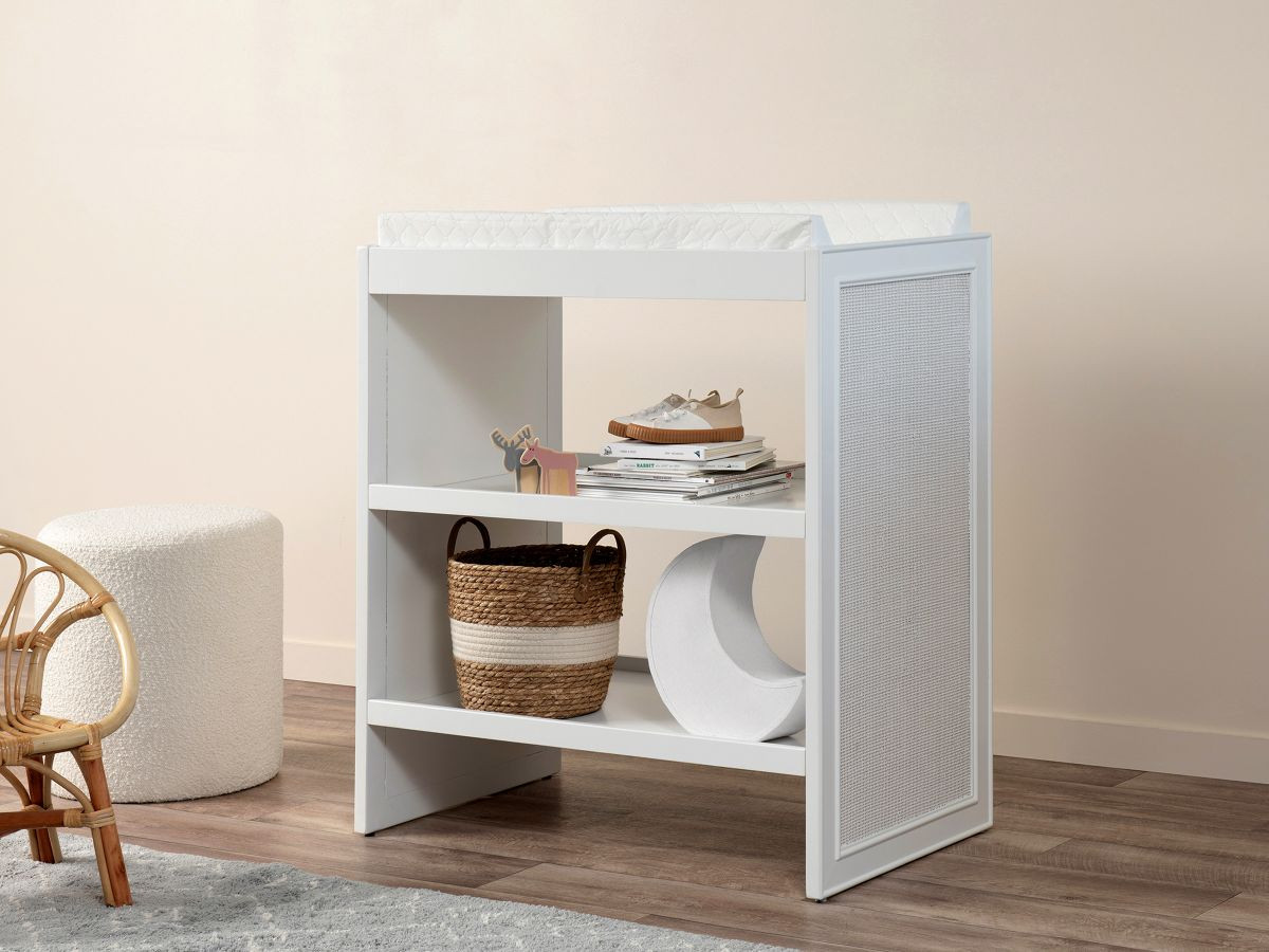 Alexandria Rattan Change Table White Nursery Furniture