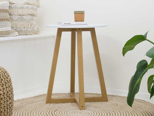 Avalon Side Table - White / Natural