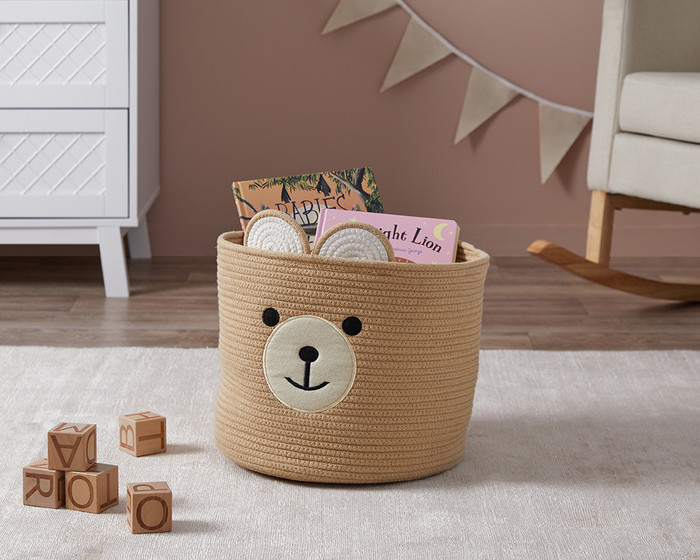 Rattan and Linen-Look Storage Box In Natural - Mocka