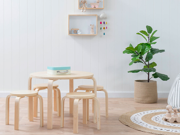Hudson Kids Table and Stools - Natural Stools