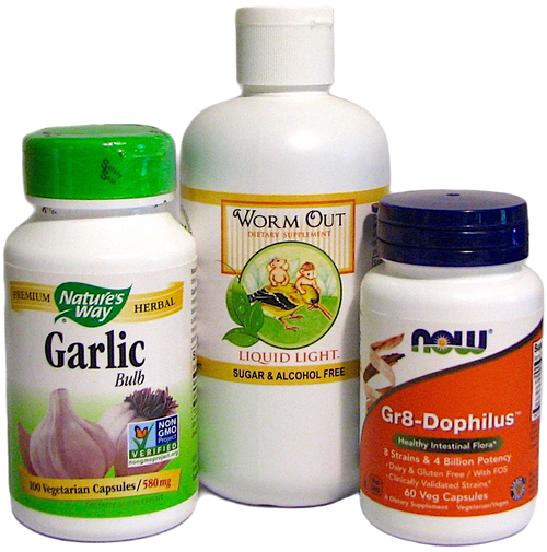 Parasite Cleanse Wellness Kit: Worm Out, Garlic and Now Probiotic