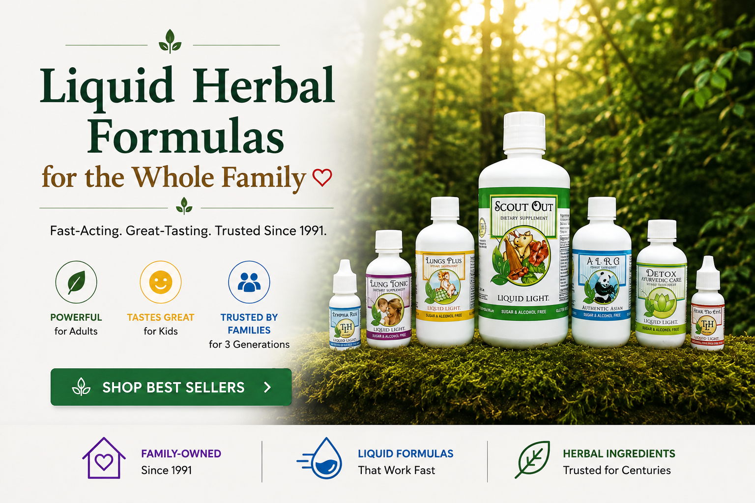Liquid herbal remedies for kids, pregnancy and adults.