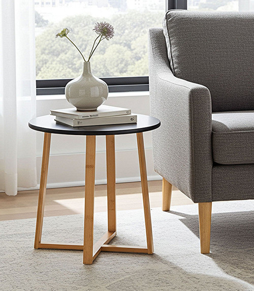 Round Bamboo End Table | Black | CBBFT0014BK