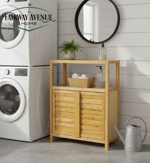 2-Door Spa Style Bamboo Utility Cabinet | Natural | CAEBA0003NL