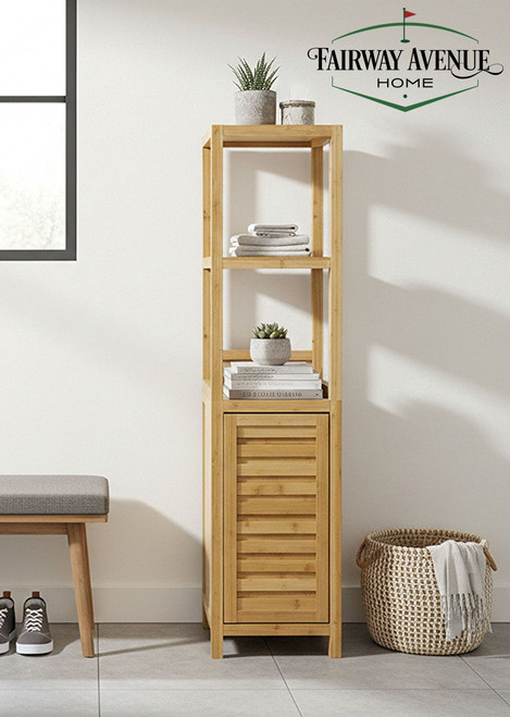 Spa Style Bamboo Slim Storage Cabinet | Natural