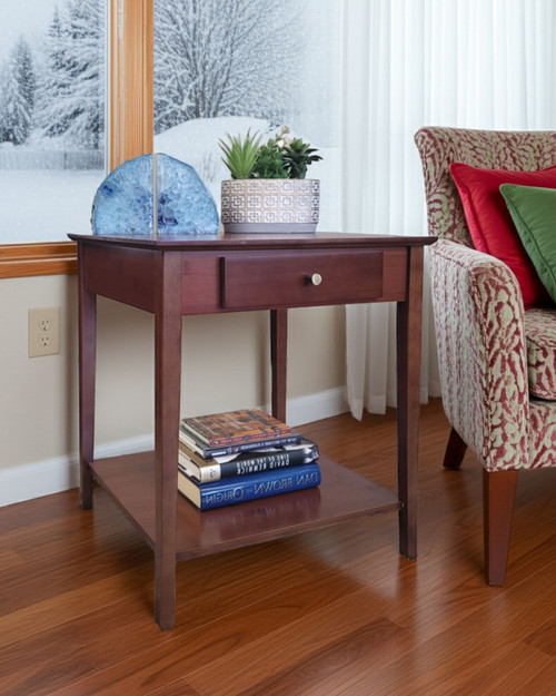 Bamboo End Table with Drawer | Mahogany Bamboo End Table with Drawer | Mahogany