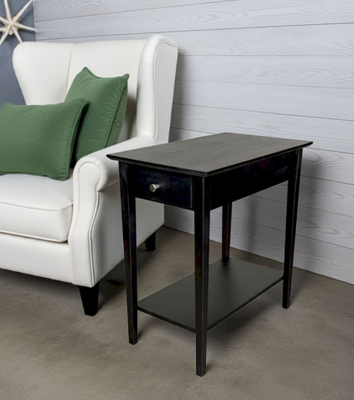 Bamboo Recliner Table with Drawer | Dark Gray Bamboo Recliner Table with Drawer | Dark Gray