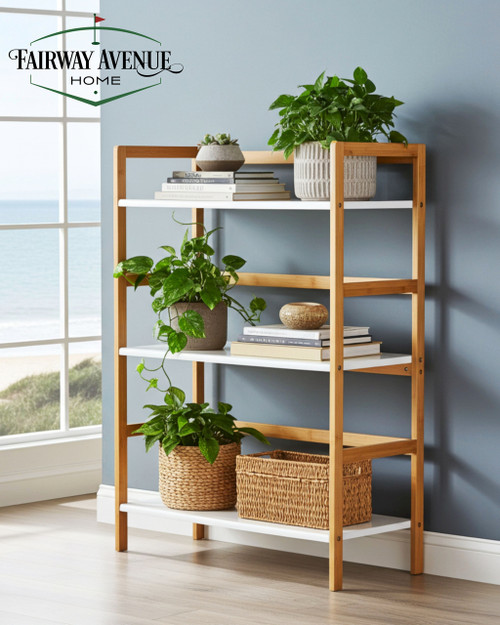 3-Tier Stackable Bamboo Bookshelf | White | CBBFT0011WT