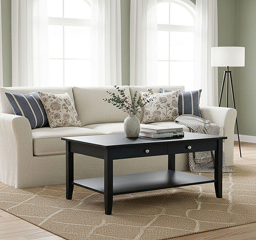Acacia Coffee Table with Drawer | Black | VTTFT0169BK