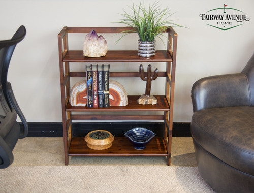 Acacia  3 Tier Folding Bookcase | Mahogany | VTTOF0135DM