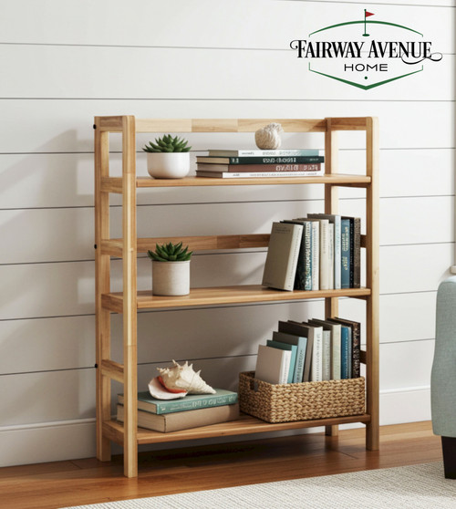 Acacia  3 Tier Folding Bookcase | Natural