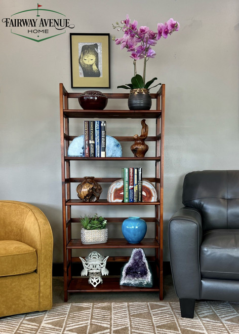 Acacia  5 Tier Folding Bookcase | Mahogany | VTTOF0181DM