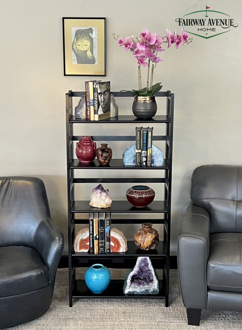 Acacia  5 Tier Folding Bookcase | Black | VTTOF0231BK