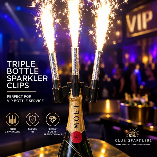 Triple Sparkler Clip for Champagne Bottle Presentation