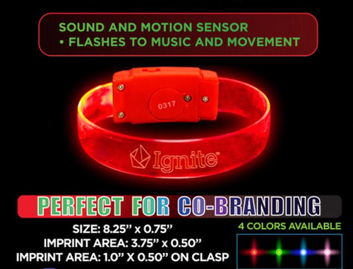 LED Light Up  Wristbands Sound & Motion Activated Customized