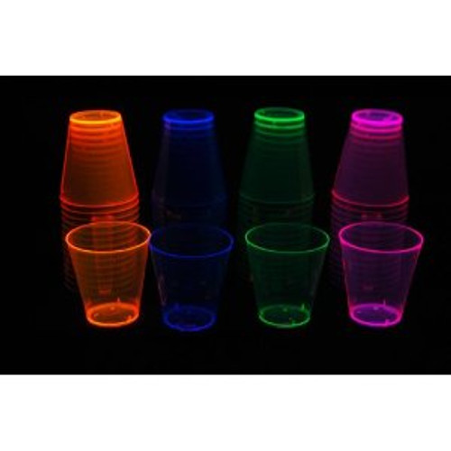 NEON SHOT GLASSES 1 OZ, PARTIES, NEON, GLOW, UV REACTIVE, SHOT GLASS, 1 OZ