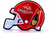 Red LED football helmet bottle presenter with Club Sparklers branding for VIP bottle service Copy