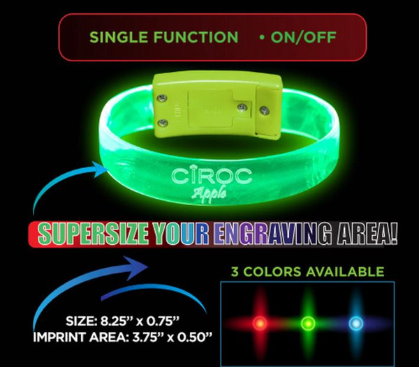 CUSTOM LED WRISTBAND XL  OPTICAL ENGRAVED 