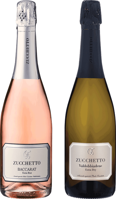 Zucchetto Valdobbiadene, Extra Dry, Prosecco Superiore/Zucchetto Baccarat, Extra Brut, Rosato Prosecco Treviso Case: 3 bottles each:-C326 2024 by Azienda Agricola Zucchetto, Pinot Grigio, Ribolla Gialla, Friulano from Prosecco, Italy - Imported by Opimian Wine Club