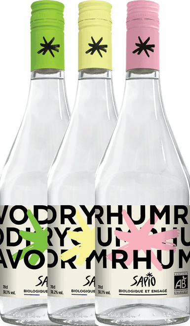 Sapio Organic Spirits Case: 1 bottle each: Sapio Rhum, Sapio Dry Gin Français, Sapio Vodka-C328