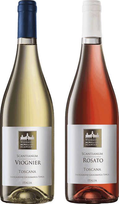 Scantianum Viognier & Rosato Case - 3 bottles each:-C331 2024 by Cantina Vignaioli del Morellino di Scansano, NA from Tuscany, Italy - Imported by Opimian Wine Club