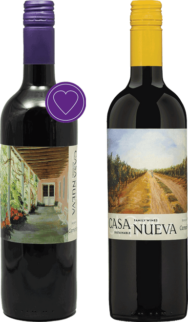 Casa Nueva Family Wines Selection Carmenère and Reserva Carmenère Case - 6 bottles each:-C332 Mixed by , Carmenère from Central Valley / Curico Valley, Chile - Imported by Opimian Wine Club