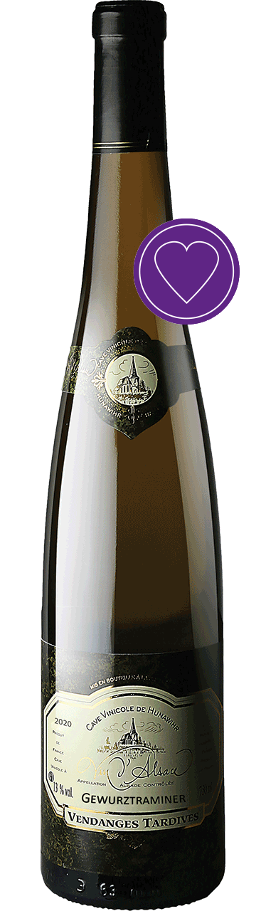 Gewurztraminer Vendanges Tardives AOC Alsace|14960 2022 by Cave Vinicole de Hunawihr, Gewürztraminer from Alsace, France - Imported by Opimian Wine Club
