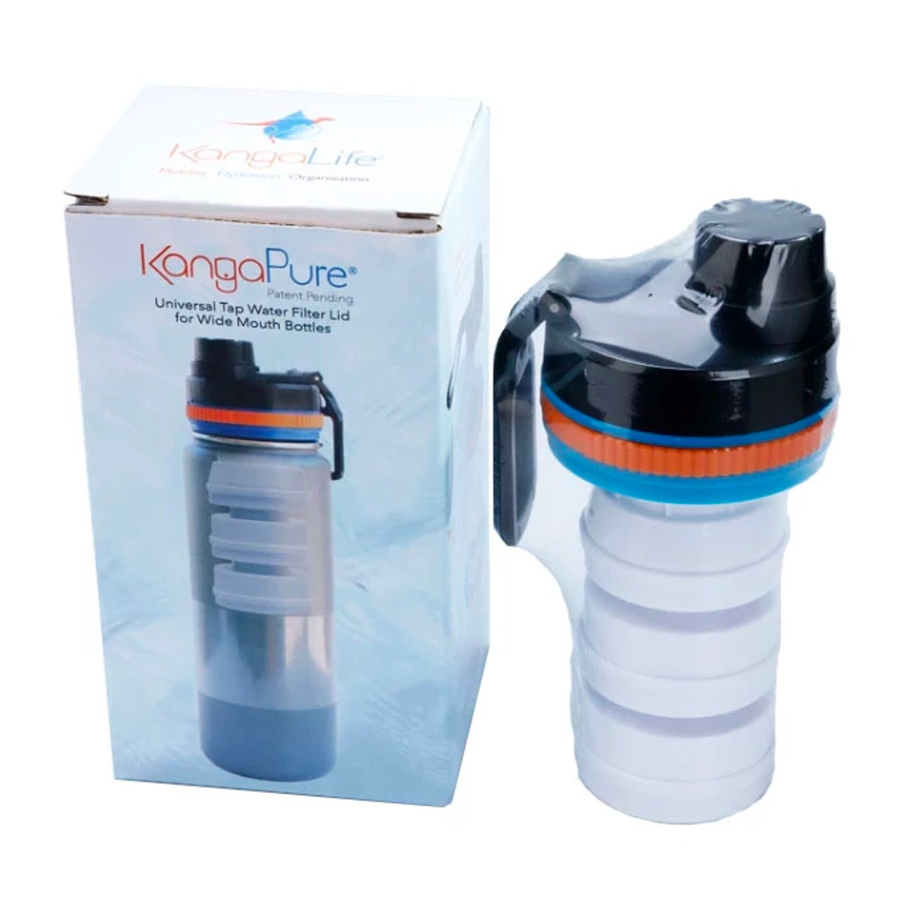 KangaPure Universal Tap Water Filter Lid for Wide Mouth Bottles - Includes  FREE Bottle and Sleeve! - HydroBlu