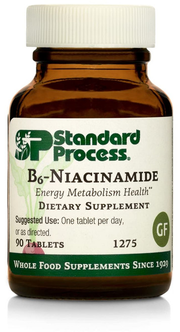 Standard Process B6-Niacinamide - Energy Metabolism, Heart Health, and Digestion Supplement with Vitamin B6, Niacin, Ascorbic Acid, Reishi Mushroom, Shiitake Mushroom, and More - 90 Tablets Standard Process B6-Niacinamide - Energy Metabolism, Heart Health, and Digestion Supplement with Vitamin B6, Niacin, Ascorbic Acid, Reishi Mushroom, Shiitake Mushroom, and More - 90 Tablets