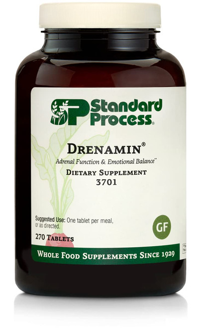 Standard Process Drenamin - Whole Food Antioxidant, Adrenal Support and Immune Support with Shitake, Alfalfa, Rice Bran, Riboflavin, Calcium Lactate, Choline - 270 Tablets Standard Process Drenamin - Whole Food Antioxidant, Adrenal Support and Immune Support with Shitake, Alfalfa, Rice Bran, Riboflavin, Calcium Lactate, Choline - 270 Tablets