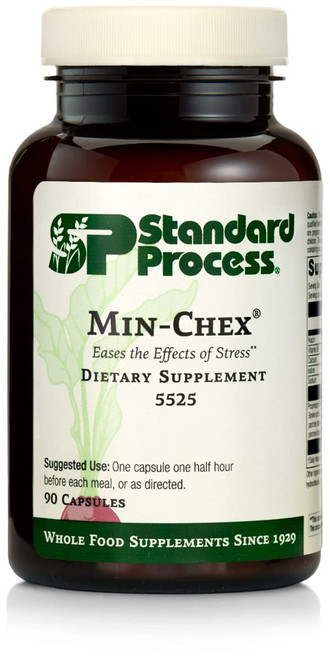 Standard Process Min-Chex - Whole Food Nervous System Supplement, Stress Relief with Soy Protein, Ascorbic Acid, Wheat Germ, Vitamin B6, Niacin, Iodine - 90 Capsules Standard Process Min-Chex - Whole Food Nervous System Supplement, Stress Relief with Soy Protein, Ascorbic Acid, Wheat Germ, Vitamin B6, Niacin, Iodine - 90 Capsules